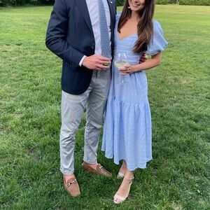 WORN ONCE English Factory Light Blue Puff Sleeve Midi Dress